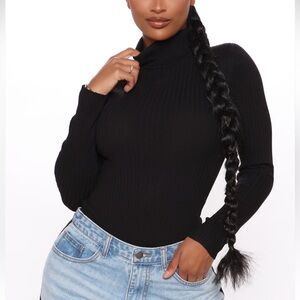 Fashion Nova Black Ribbed Long Sleeve Top